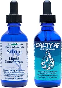 Eidon Sıvı Silica Mineral Yoğunluğu ve Salty AF Elektrolyte İçecek Mix - Saç, Cilt ve Çiçekler için Silica Supplement, Unsweetened Liquid Electrolyte Drops for Water, NoEDIT Sugar, Non GMO