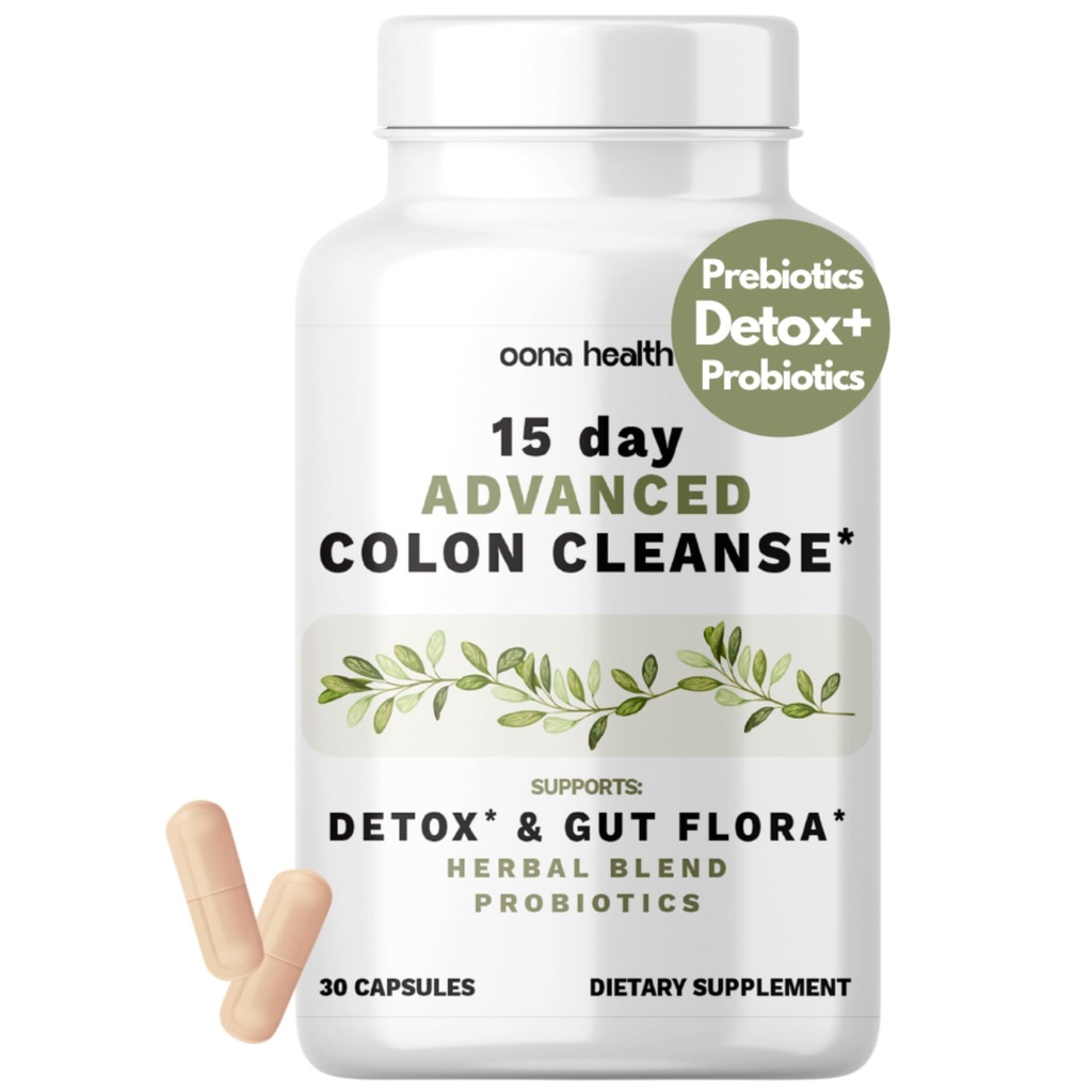 15 Gün Gelişmiş Kolon Temiz, Probiyotikler ve Doğal Herbs, Kadınlar ve Erkekler için Detox & Gut Flora, Cascara Sagrada, Psyllium Husk & Senna Leaf, 30 Capsules 1-2 Günlük | 15 Günlük Temiz