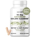 15 Gün Gelişmiş Kolon Temiz, Probiyotikler ve Doğal Herbs, Kadınlar ve Erkekler için Detox & Gut Flora, Cascara Sagrada, Psyllium Husk & Senna Leaf, 30 Capsules 1-2 Günlük | 15 Günlük Temiz