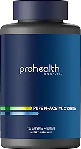 ProHealth Pure NAC – N-Acetyl Cysteine – Liver and Immune Support, Antioxidant and Glutathione Boost, Cellular Health | 600 mg per Capsule | 120 Servings | Third-Party Tested