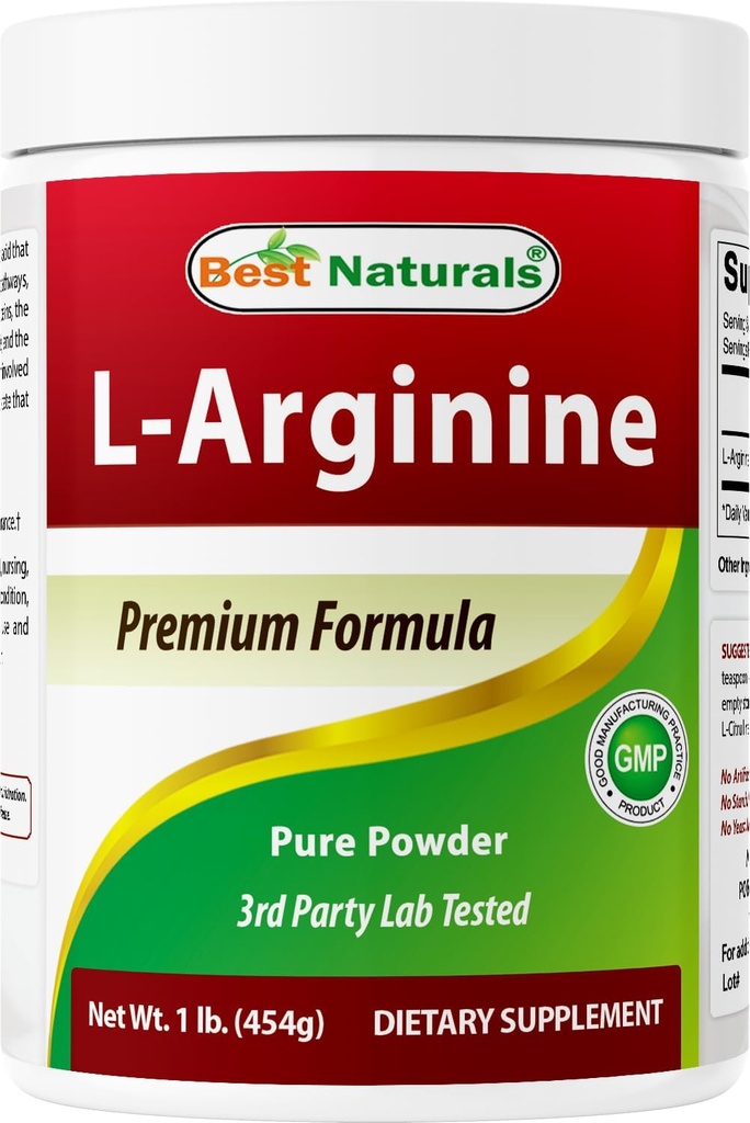 En İyi Doğallar L-Arginine Toz 1 Pound - Pure Farm Grade Free Form - En İyi Amino Asit Arginine Supplements for Women & Man - Kariovascular Health Supports Cardiovascular Health