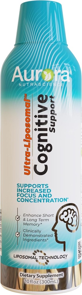 Aurora Nutrascience Ultra-Liposomal Magnezyum L-Threonate for Cognitive Support and Artan Focus and Concentration, Grape, 30 Hizmet, 10 fl oz