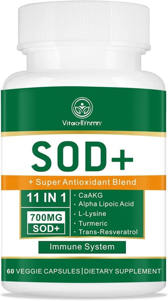 700MG Sod Superoksi Dismutase Supplement - Yüksek Potency Antioksilik Hücre Sağlığı Için Yüksek Doz - 60 Capsules