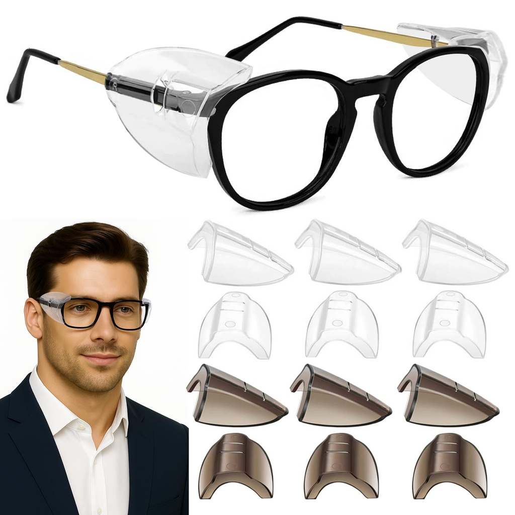 6 Pairs Safety Glasses Side Shields,TPU Side Shields for Prescription Glasses, Small to Large Frames