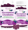 2 Pack Glucosamine Chondroitin Gummies - Glucosamine Chondroitin with MSM, Elderberry, Turmeric, Ortak Destek Supplement for Yetişkinler, Men & Women - Blueberry Flavor, 120 Cts