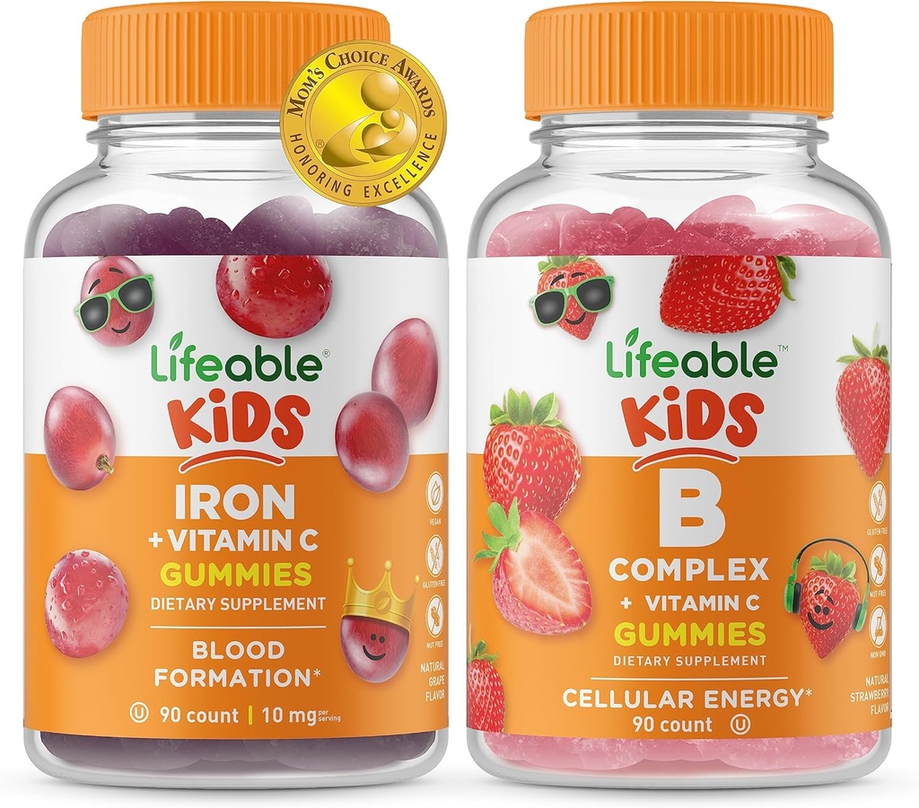 Lifeable Iron & Vitamin C Kids + B Complex Kids, Gummies Sche - Great Tasting, Vitamin Supplement, Gluten Free, GMO Free, Chewable Gummy