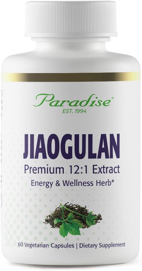 Paradise Herbs Jiaogulan, Vital Energy Adaptogen, Active Whole Spectrum, Super Potent, Ultra Pure, Vegan, Non-GMO, Gluten Free 60 Vegetarian Capsules