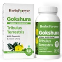 Herbsforever Gokshura(Tribulus Terrestris)-Extra Strength (10:1) Extract, Equiv. to 4800 mg Fruit Powder Per Serving- Vitality,Urinary,Bladder & Prostate Wellness|40% Saponins|60 Vege Capsules|700 mg