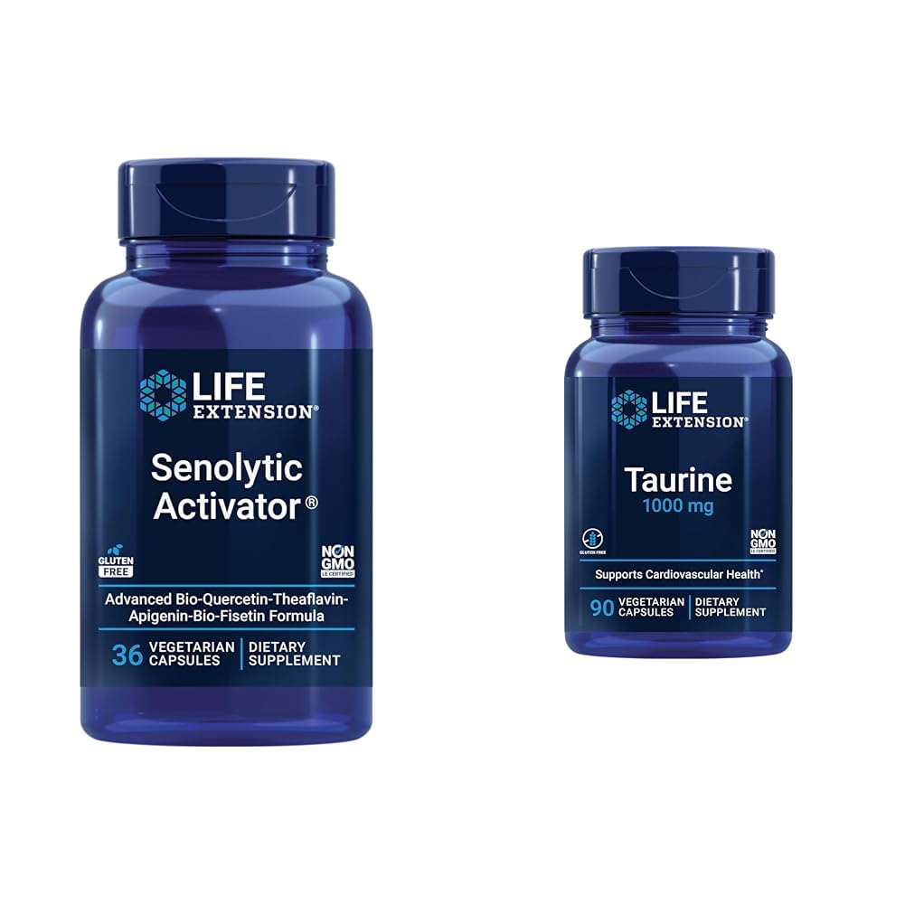 Life Extension Senolytic Activator with Quercetin, Fisetin, Taurin for Immune Support, Anti-Aging & Longevity - 36 & 90 Vegetarian Capsules
