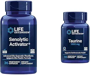 Life Extension Senolytic Activator with Quercetin, Fisetin, Taurin for Immune Support, Anti-Aging & Longevity - 36 & 90 Vegetarian Capsules