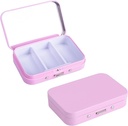 2Pack Pill Box 3 Karşılaştırma Pill Case,Portable Metal Seyahat Pill Box with Mirror for Medicine, Vitamins,Fish Oil and Supplements,Portable Pill Box for Pocket or Purse(Pink)