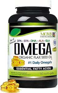 Doğal Omega 3-6-9 DPA, EPA, DHA, ALA ve GLA ve Organik Flax Tohum Petrol Plus Wild Caught Natural Fish Oil - Over 2,800 Milligram Güçlü - Gluten Free - ABD'de Yapıldı - 60 SoftGel