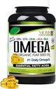 Doğal Omega 3-6-9 DPA, EPA, DHA, ALA ve GLA ve Organik Flax Tohum Petrol Plus Wild Caught Natural Fish Oil - Over 2,800 Milligram Güçlü - Gluten Free - ABD'de Yapıldı - 60 SoftGel