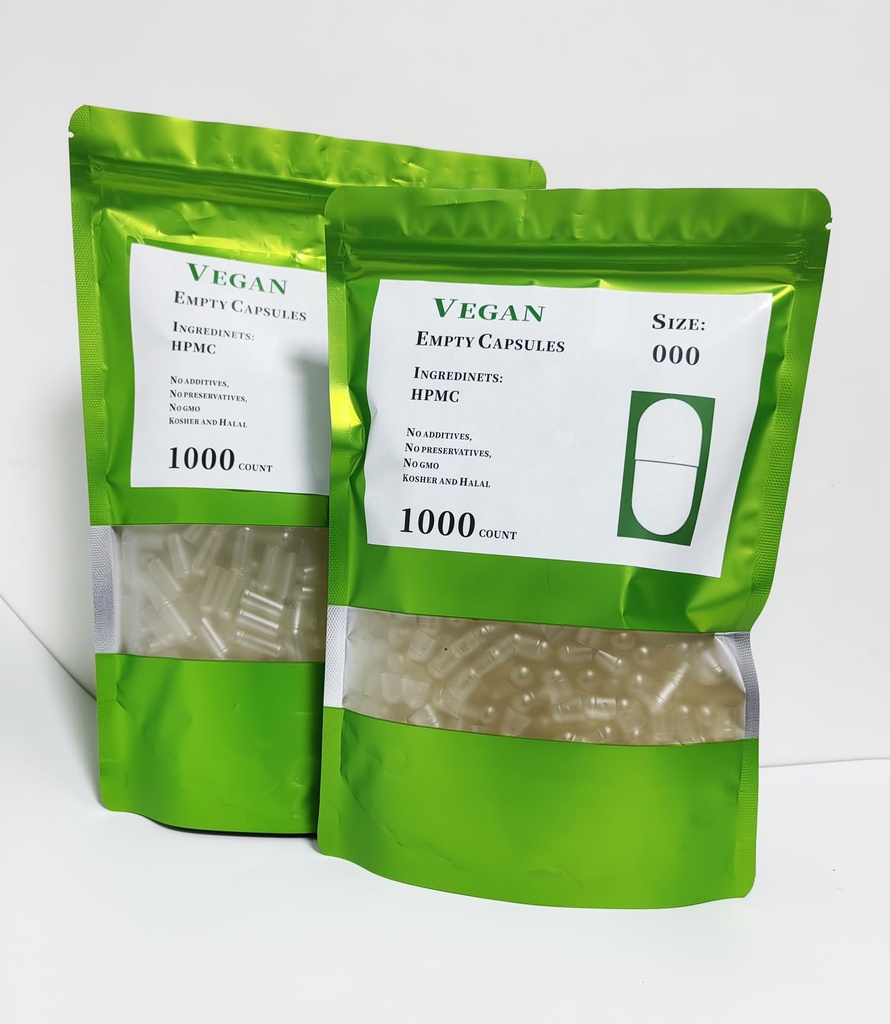 000# Empty Vegetarian Capsules - 1000 Clear Count Empty Vegan Capsules