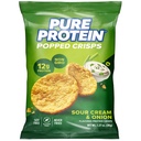 Pure Protein Sour Cream & Onion Popped Crisps - 12g Plant Based Protein, Gluten Free, Non GMO, Vegan, Air Popped & Puffed Crisps – Healthy Protein Snacks – 12 Pack