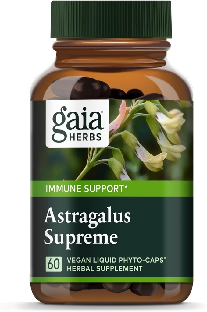 Gaia Herbs Astragalus Supreme - Immune & Antioksit* - Astragalus Root, Schisandra Berry & Ligustrum - 60 Vegan Sıvı Phyto-Capsules (15-Day Supply)