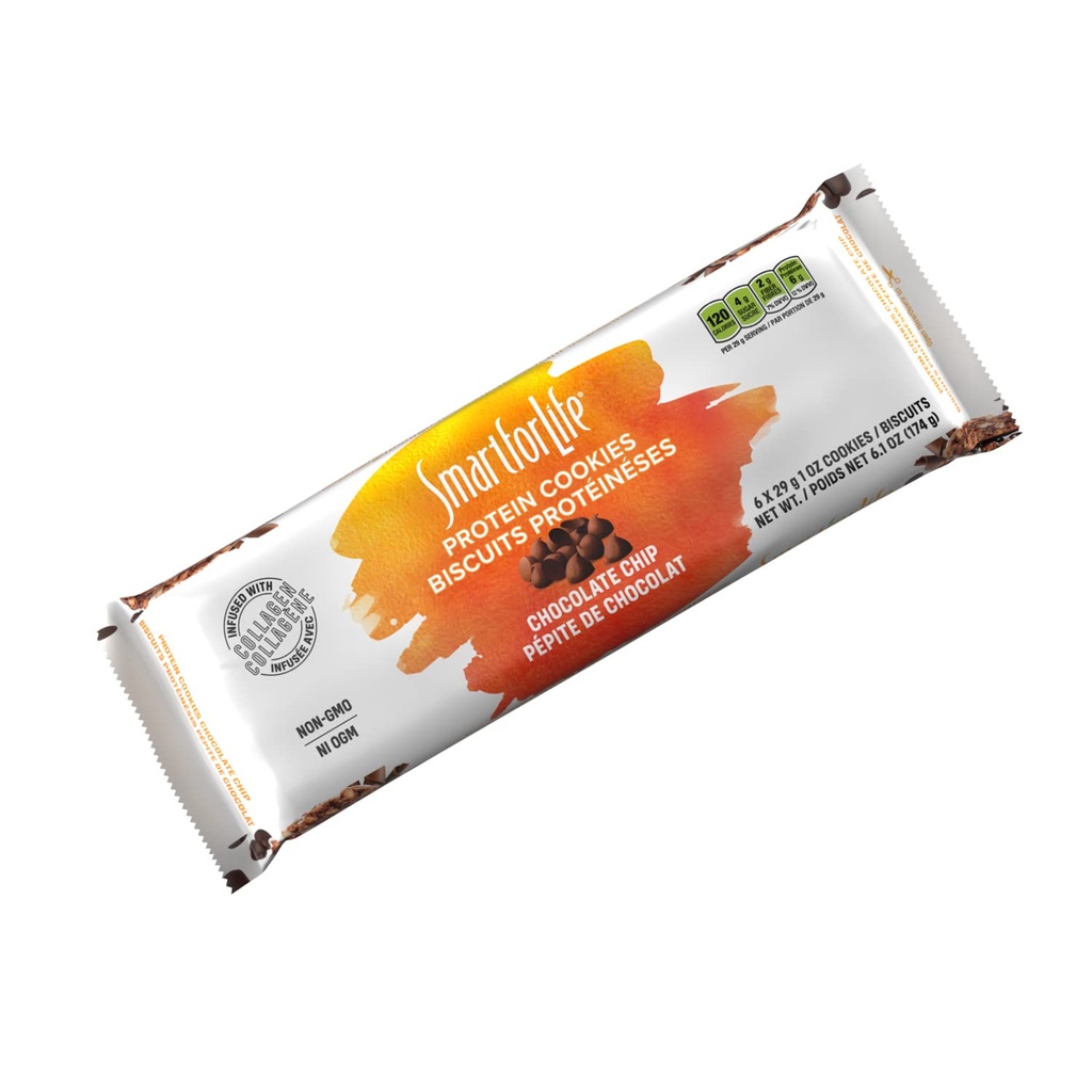 Life Chocolate Chip proteini için Akıllı - Yüksek Protein Diyeti - 6 Kont - Meal Re - On-the-Go Snack - Low Sugar Low Calories Super High Fiber Çerezler - Protein Snack