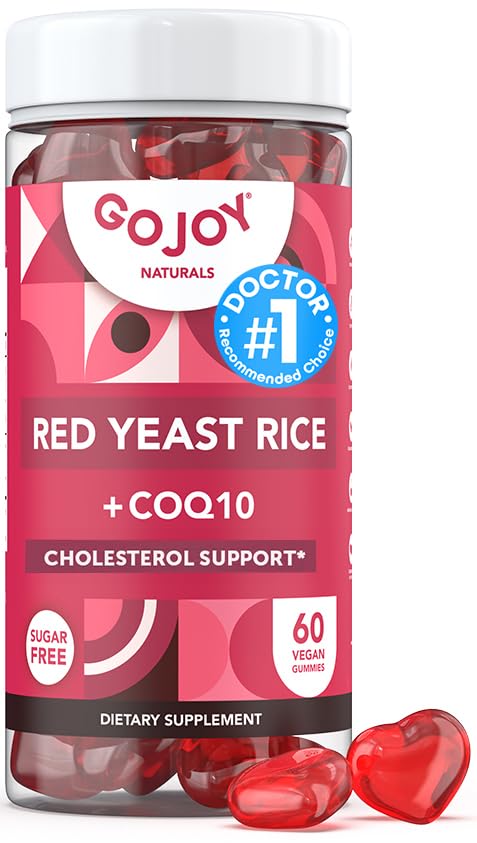 Ζάχαρη-ελεύθερο κόκκινο ρύζι ζύμης με CoQ10 Gummies - συμπληρώματα χοληστερόλης με κόκκινο ρύζι Yaster 1000 mg. - Cholesterol Gummies Complex - Vegan, μη-GMO, χωρίς γλουτένη & Citrinin-free συμπλήρωμα