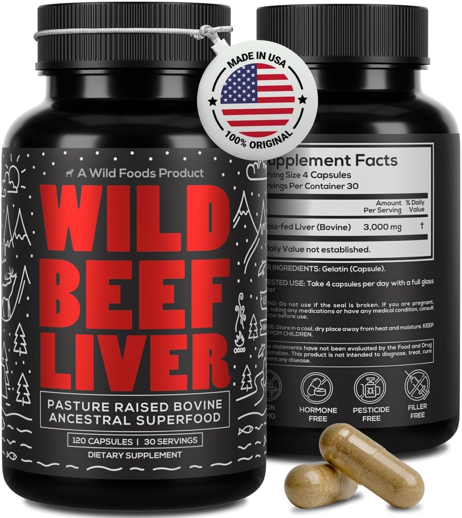 Wild Foods Beef Liver Capsules - Grass-Fed & Pasture-Raised 