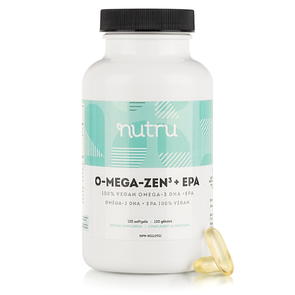 O-Mega-Zen3 +EPA Vegan Omega 3 Supplement - Fish Oil Alternative - Premium Marine Algal Temel Omega-3 DHA ve EPA Fatty Asits - Carrageenan Free - 120 Softgels