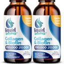 Υγρό Κολλαγόνο και Βιοτίνη, 2 Fl. Oz, Ultra-Stength Συμπληρώματα Κολλαγόνου για τις γυναίκες, Keto Φιλική Βιοτίνη για την ανάπτυξη των μαλλιών γυναίκες, νύχια, & Βιταμίνες δέρματος B7 Collageno Peptides – Vanilla Flavor - 2 Pack