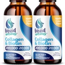 Sıvı Collagen ve Biotin, 2 Fl. Oz, Kadınlar için Ultra-Strength Collagen Supplements, Hair Growth Women, Nails, & Skin Vitamins B7 Collageno Peptides - Vanilla Flavor - 2 Pack