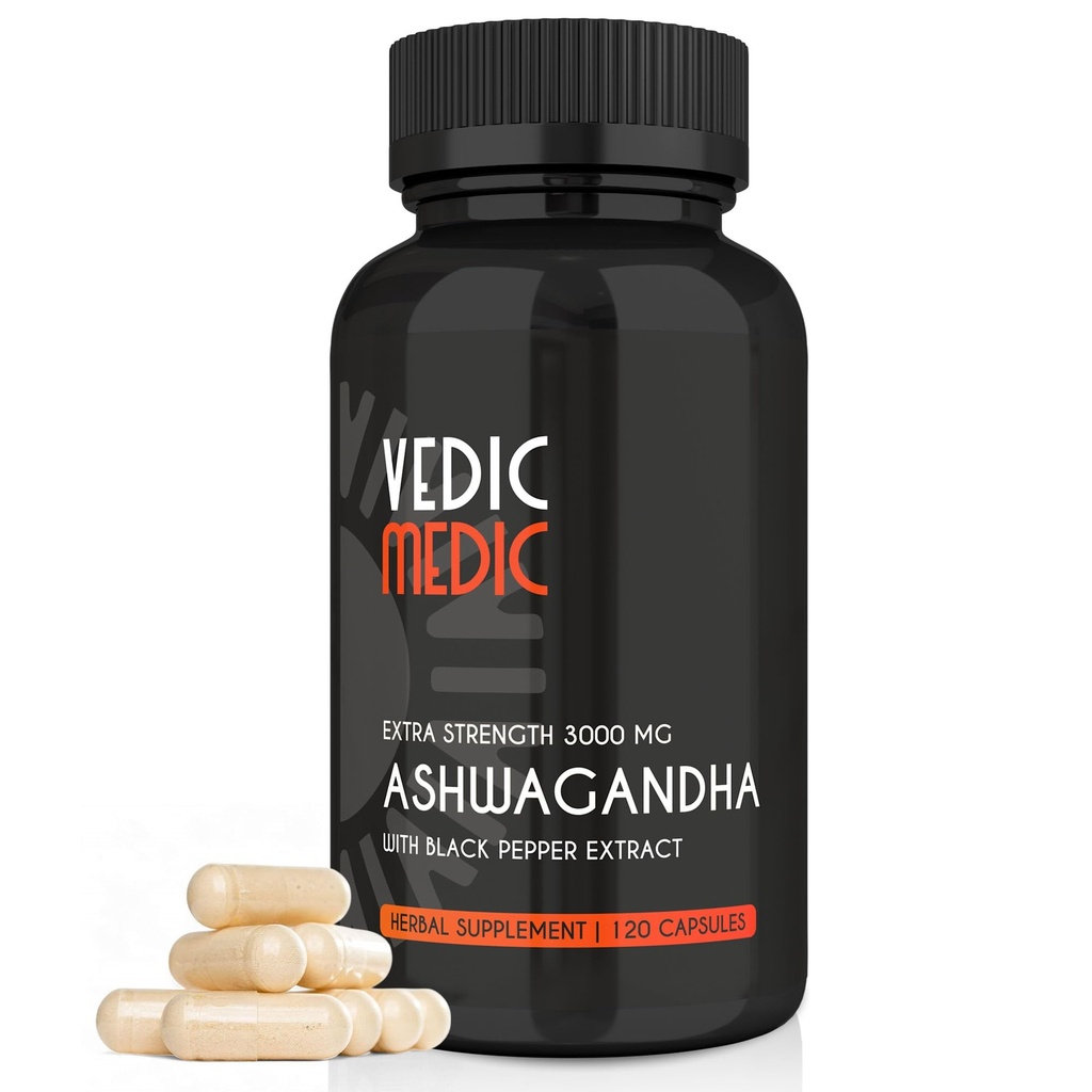 Organik Ashwagandha Capsules Ekstra Kuvvet 3000 mg with Black Pepper Extract - Stres Yardımı, Mood Advancedr, Energy Support - Non-GMO, Vegan, Gluten Free (120)