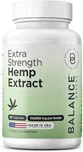 Balance Breens Hemp Extract Capsules 30,000 mg per Bottle - Natural Dietary Supplement Supports Brain Functions, Immune Support - Rich in Omega 3-6-9 Fatty Acids (60 Count (Pack of 1))