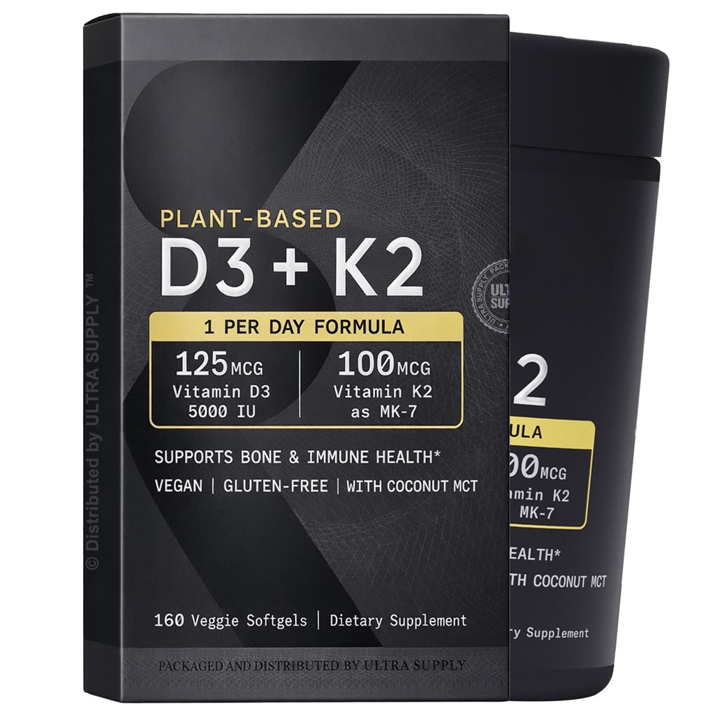 Sports_Researchs D3 K2 125 mcg (160 Count - Value Pack) Plant Based Vitamin