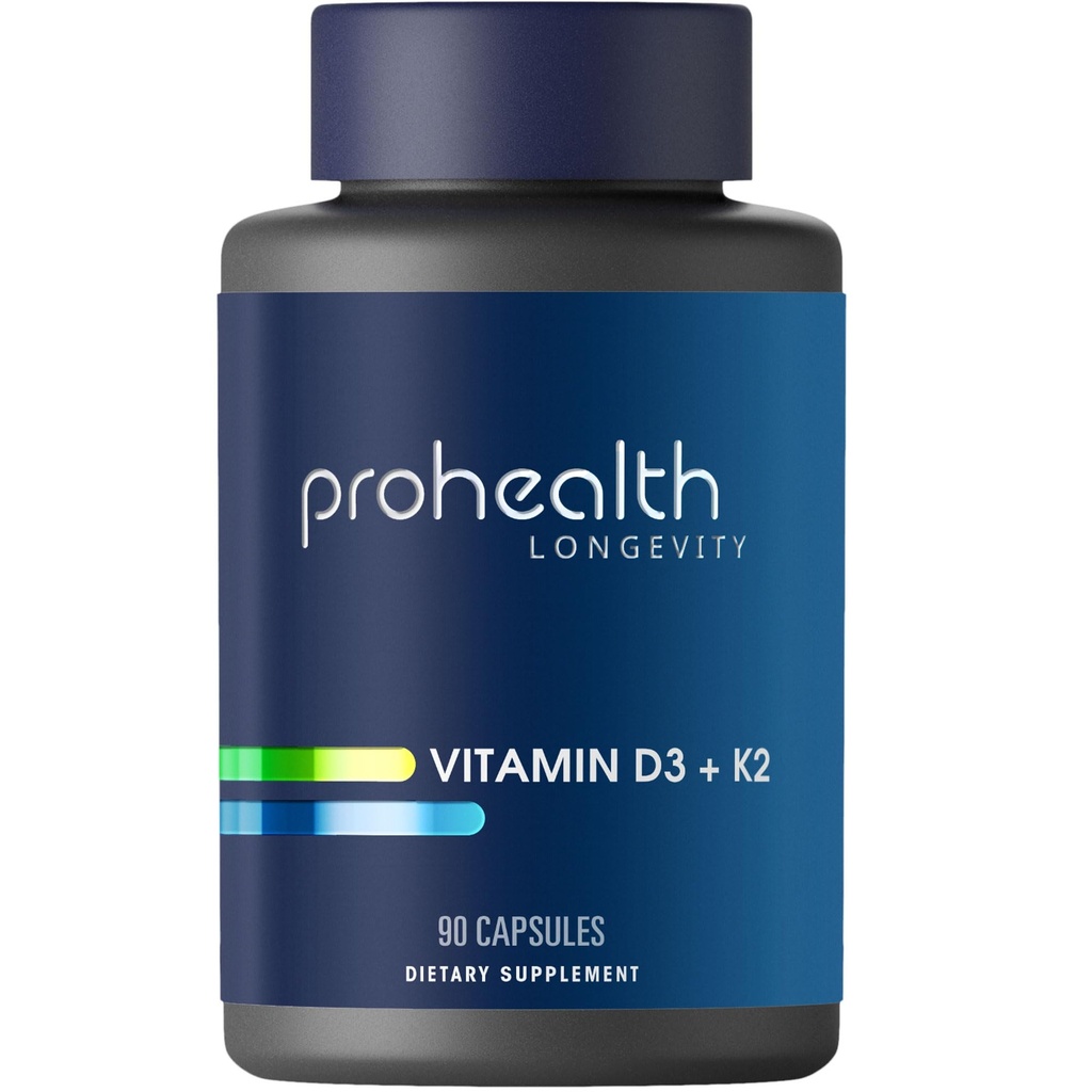 ProHealth Vitamin D3 + K2 | 90 Capsules | Bioactive VegD3® & MK-7 for Bone, Heart & Immune Support | Non-GMO, Triple Lab-Tested, USA GMP-Certified
