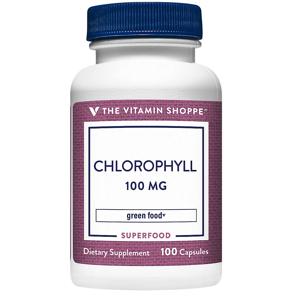 The Vitamin Shoppe Chlorophyll 100mg Natural Food Supplement, Green (100 Capsules)
