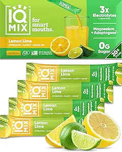 IQMIX Hydration Electrolyte Toz – 4-in-1 Formula for Hydration, mental Clarity, Mood and Recovery – Sugar-Free Drink Mix, Keto, Magnezyum L-Threonate, Lion's Mane – 20 Kont Lemon Lime