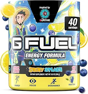 G Fuel PewDiePie Energy Drink Powder, Pre Workout Caffeine Mix for Gaming, Sugar Free Focus Amino, Vitamin + Antioxidants, 9.9oz (Lingonberry, 40 Servings)