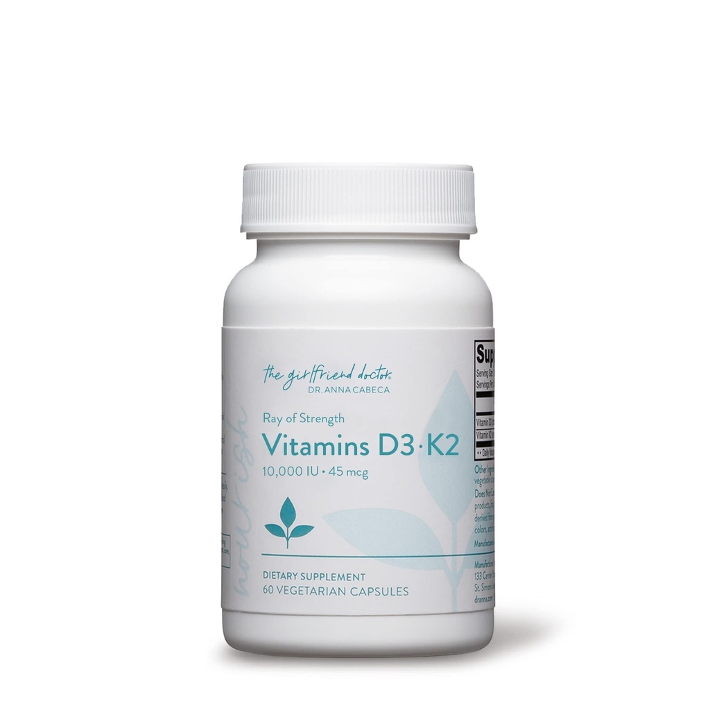 VIDAPURA Ray of Strength D3K2 by Dr. Anna Cabeca – High-Potency Vitamin D3 5000 IU & K2 (MK-7) Supplement – Bone, Immune & Heart Support – 60 Softgels
