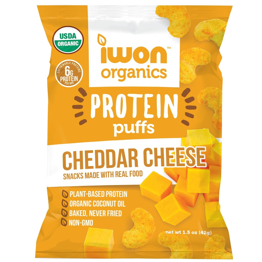 Organic Protein Puffs - 6g Protein - Cheddar Cheese (8 Bags)