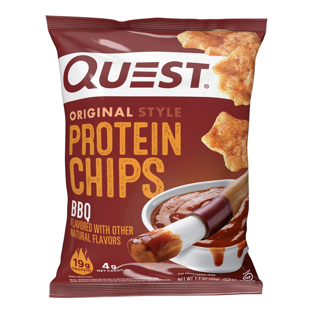 Quest Nutrition BBQ Protein Chips, 19g Protein, 4g Net Carbs, Gluten Free High Protein Snack, 1.1 oz (Pack of 12)