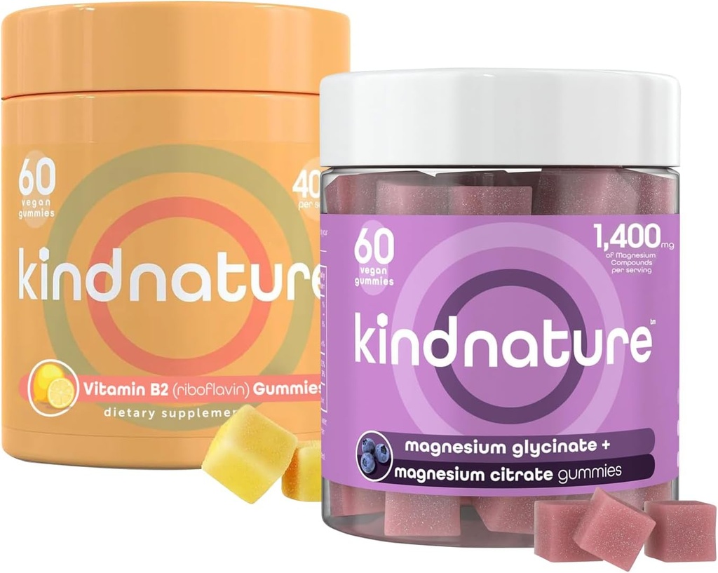 ημικρανία ανακούφιση δύναμη Duo: B2 & Μαγνήσιο Gummies Bundle