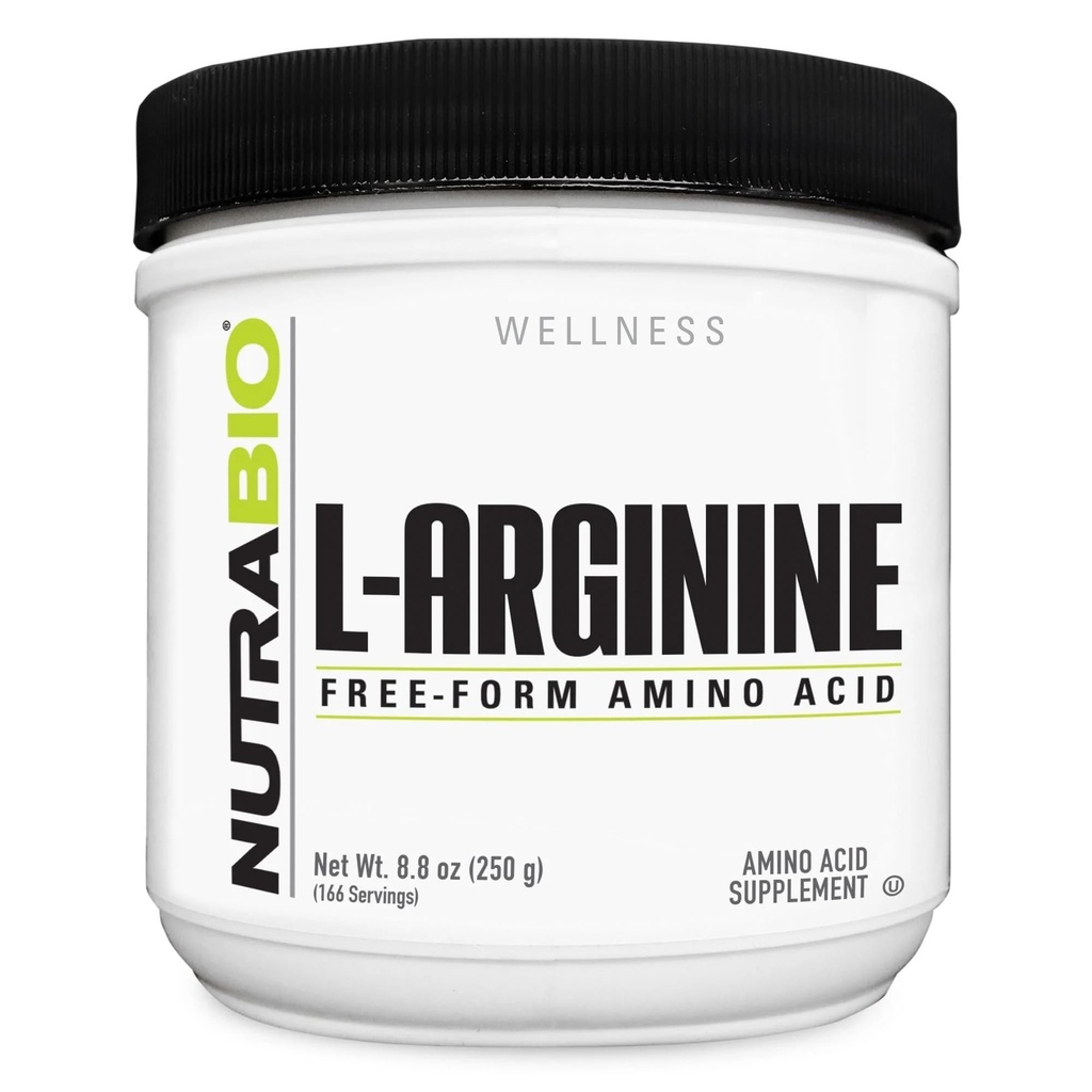 NutraBio L-αργινίνη συμπλήρωμα, 750mg – Nitric Oxide Precursor, Υποστηρίζει τη ροή του αίματος, την αγγειακή υγεία, και την ανάπτυξη των μυών, 250g