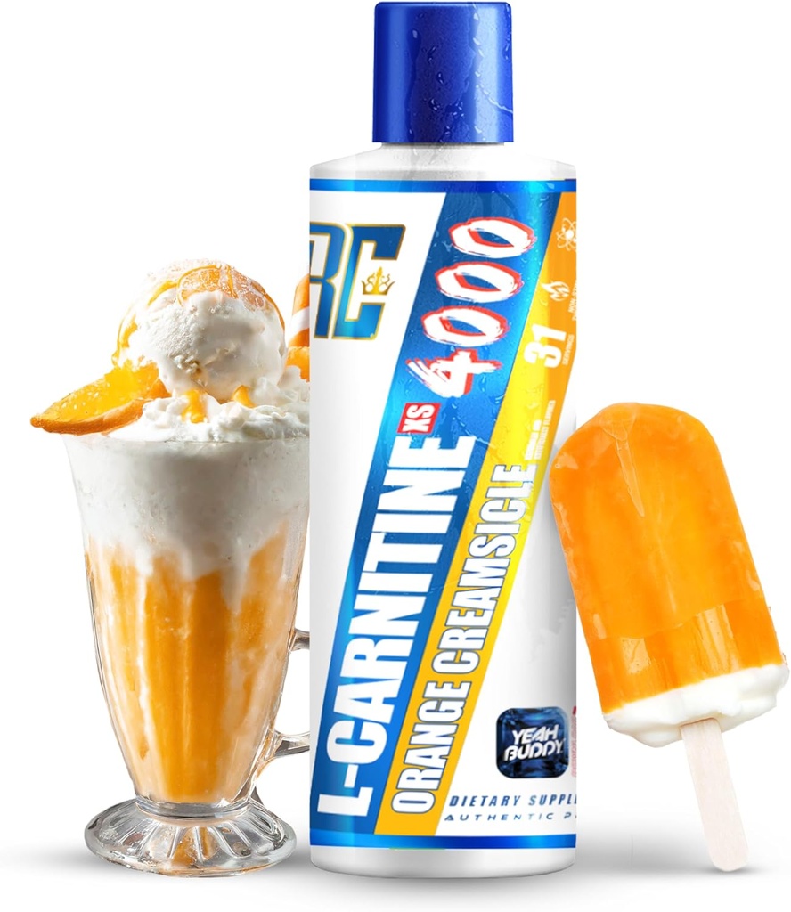 Ronnie Coleman Signature Series L Carnitine XS 4000 Liquid, Simulant Free, Sugar Free, Zero Carbs, Lean Muscle Strength Support for Men & Women, 16 Oz (16 oz, Orange Creamsicle (4000))
