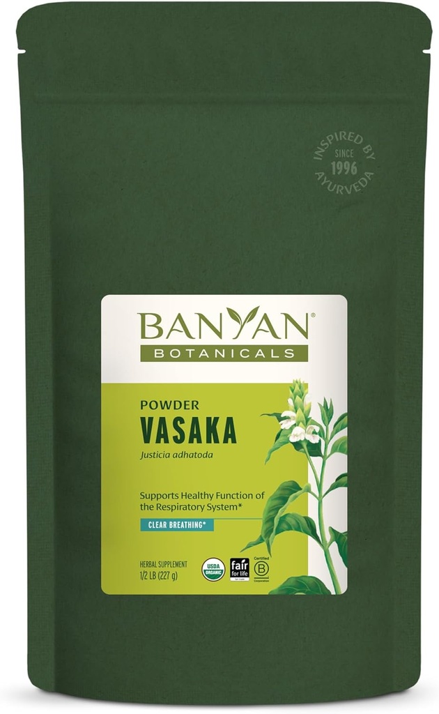 Banyan Botanikleri Vasaka Toz - sertifikalı Organik, 1/2 Pound - Adhatoda vasica - Lungs ve sağlıklı Respiration * Destekler