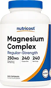 Nutricost Magnezyum 250 mg, 240 Capsules - Magnezyum Oksit, Citrate ve Glycinate - Gluten Free and Non-GMOMO