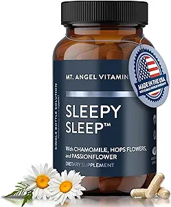Mt. Angel Vitaminleri - Uyku Uyku Uyku - Melatonin ve Plant Ekstraksiyonları ile Yetişkinler için Doğal Uyku Yardımı - Açık Olmayan Uyku Tamamı - 60 Capsules