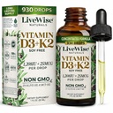 K2 Liquid Drops ile D3 Vitamini, All Natural, Non-GMO, 1208iu D3 ve 25mcg K2 (mk7) hizmet başına, Bones'a destek, Immune System and Energy Levels, with or without Peppermint Oil