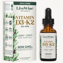 K2 Liquid Drops ile D3 Vitamini, All Natural, Non-GMO, 1208iu D3 ve 25mcg K2 (mk7) hizmet başına, Bones'a destek, Immune System and Energy Levels, with or without Peppermint Oil