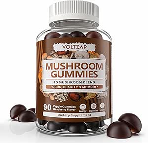 Mushroom Gummies 10 Blend - Mushroom Complex All-in-One Daily Mushroom Supplement Gummy with Chaga, Lions Mane, Reishi, Cordyceps - 90 Gummies