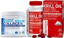 Bronson Marine Collagen Hydro Hydrolyzed Protein Toz + Antarktika Krill Oil 1000 mg with Omega-3s EPA DHA