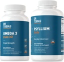 Dr. Tobias Omega 3 Fish Oil & Psyllium Καθημερινή Συμπληρώματα για την υποστήριξη της καρδιάς, του εγκεφάλου και του ανοσοποιητικού, Healthy Bowel Movement Supports με κάψουλες Psyllium Husk