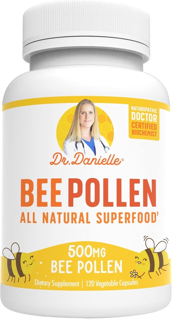 Dr. Danielle, Natural Bee Pollen Supplement, 500 mg, 120 Veggie Capsules