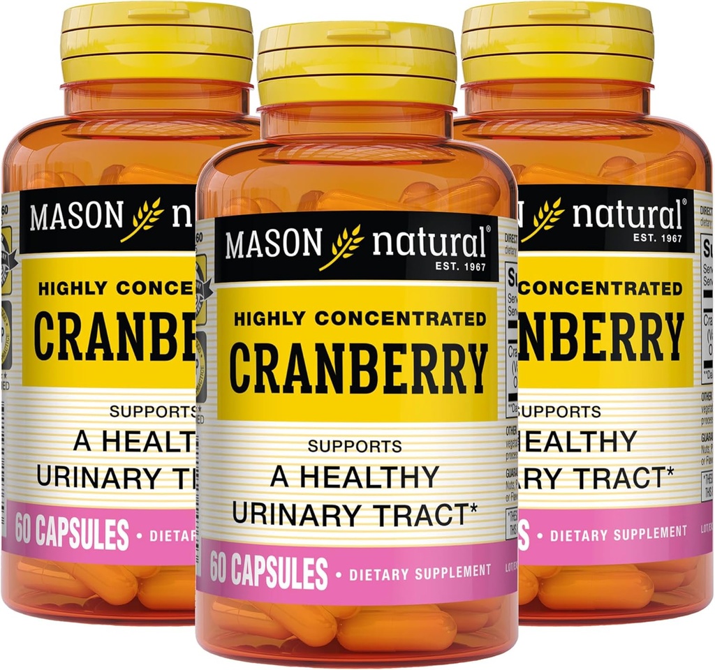 MASON NATURAL Cranberry Highly Interd 900 mg, 3 Ay Supply, Antioksi & Immune Health, Supports Health Urinary Tract, 3 Pack