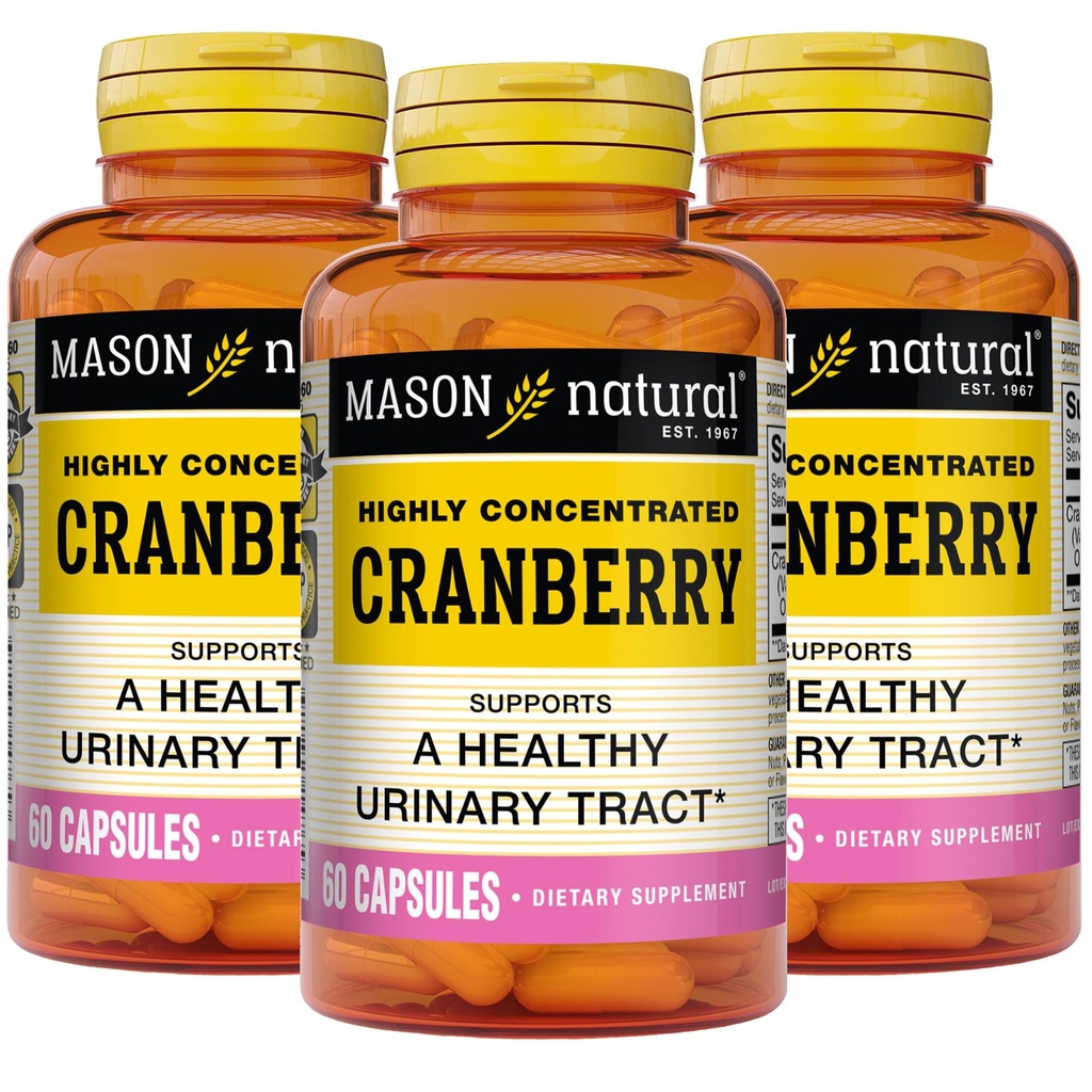 MASON NATURAL Cranberry Highly Interd 900 mg, 3 Ay Supply, Antioksi & Immune Health, Supports Health Urinary Tract, 3 Pack